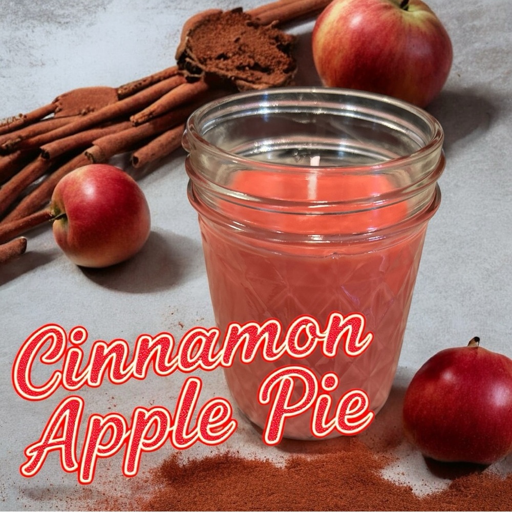Candles By Chef Jamie Handcrafted Cinnamon Apple Pie Soy 7oz 1/2pint mason jar.